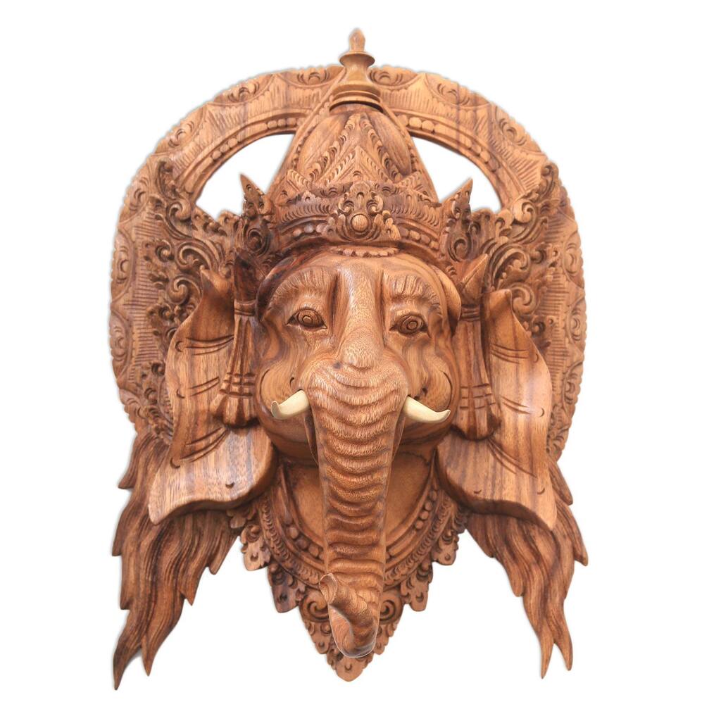 Novica Natural Ganesha Wood mask