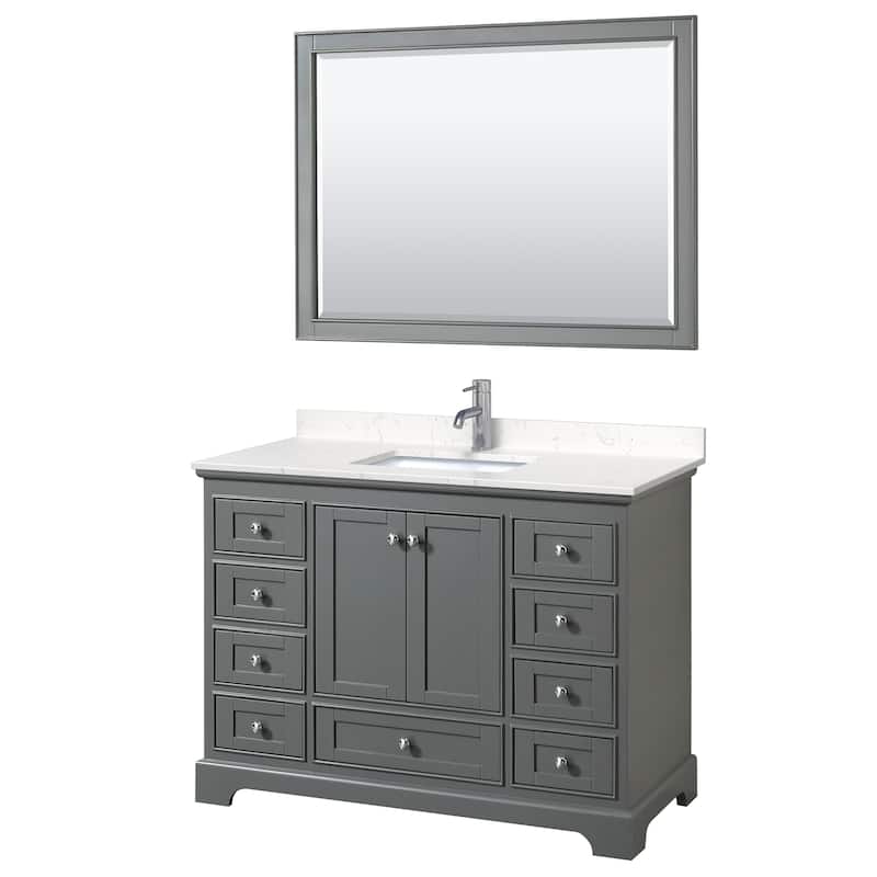 Deborah 48-inch Single Vanity, Cultured Marble Top, 46-inch Mirror