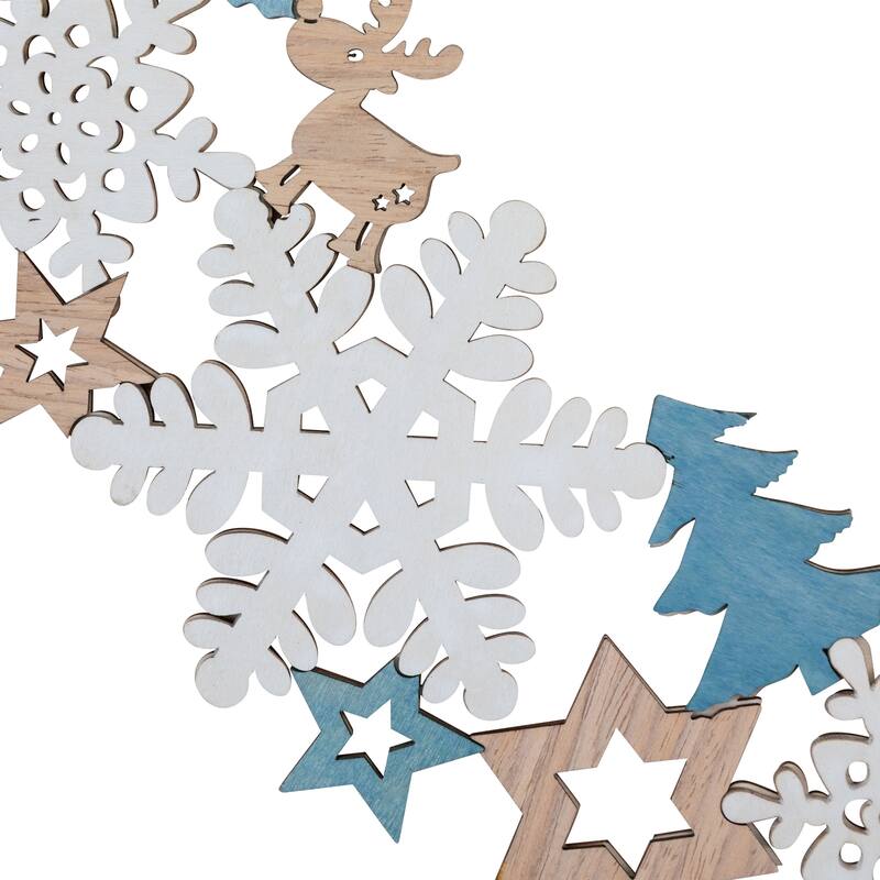 Snowflake Cut-Out Wooden Christmas Wreath - 15.75" - Unlit