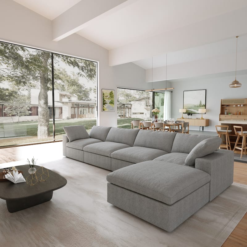 L Shape Couches for Living Room, Modern Modular Convertible Sectional Sofa Couch with Removable Cushion Covers