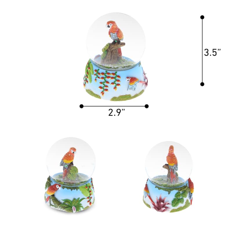 CoTa Global Parrot Snow Globe - Figurine with Sparkling Glitter - 2.9Lx2.8W3.5H inches