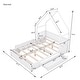 preview thumbnail 3 of 7, Queen Size House-shaped Bed with Half-guard, Wooden Platform Bed with Two Recess Handle Drawers, Modern White