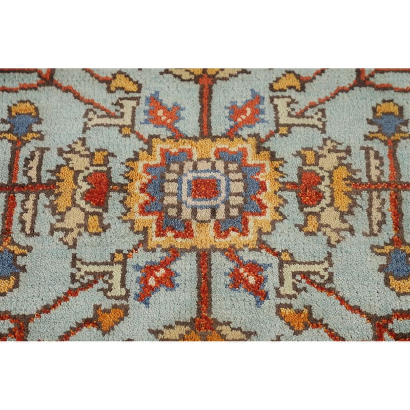 Blue Oushak Oriental Foyer Rug Hand-Knotted Wool Carpet - 4'0"x 6'0"