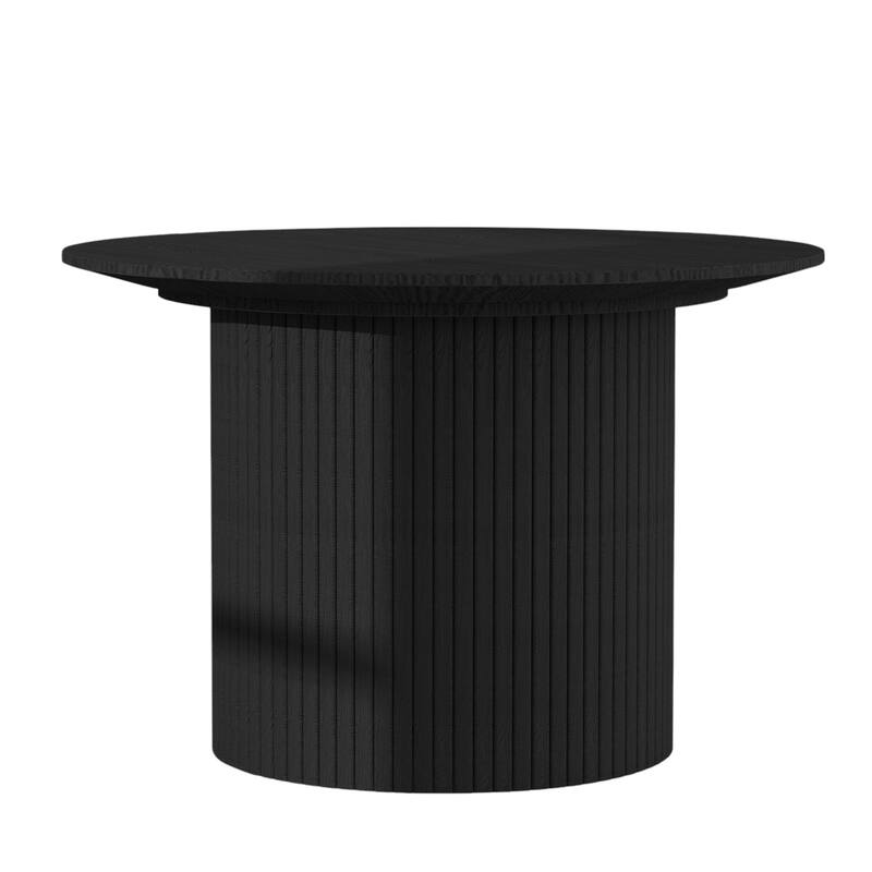 HomeRoots 24" Black Wood Round Pedestal Coffee Table - 23.62 in. x 15.75 in. x 23.62 in.