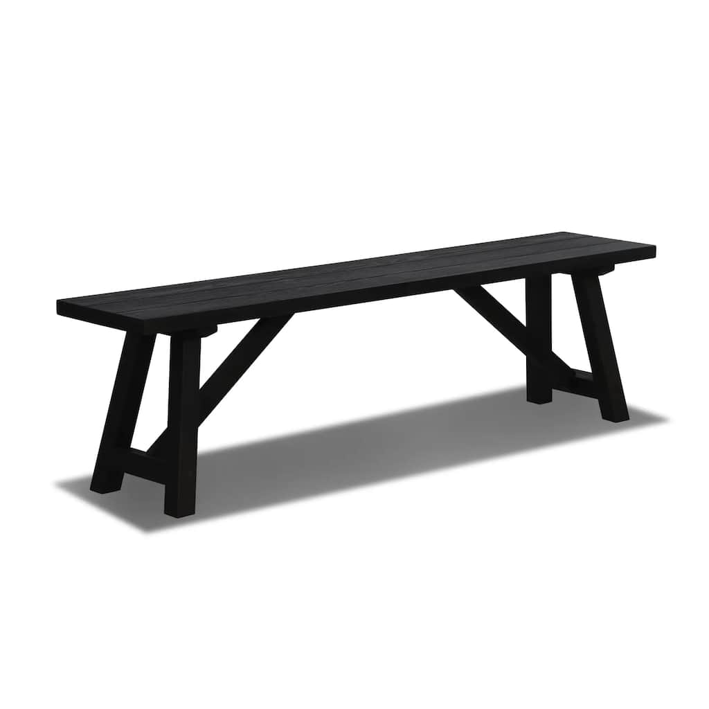 Cascais Solid Wood Bench with Farmhouse Base