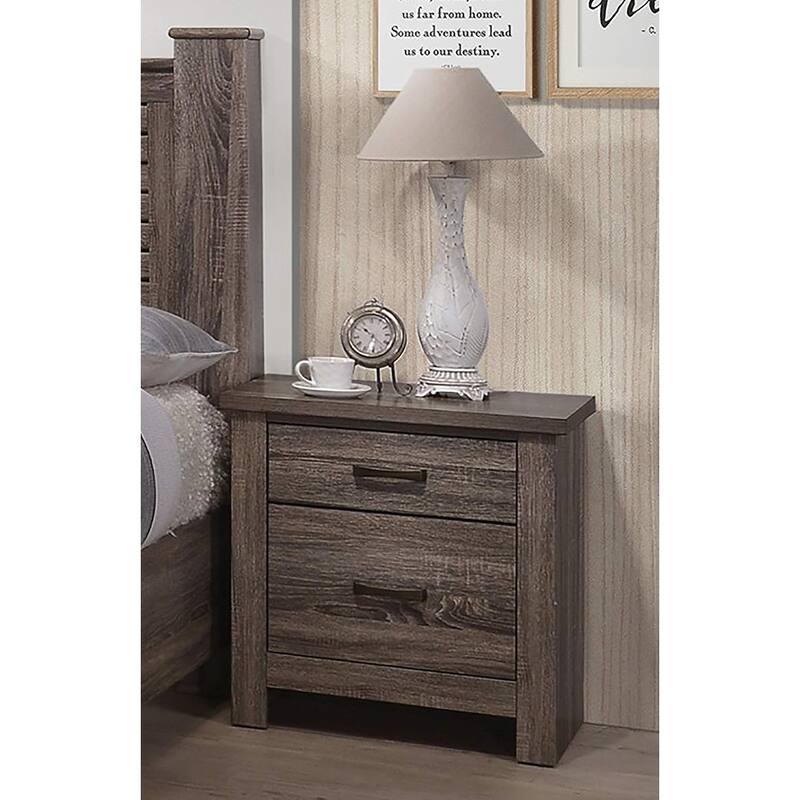 Natural Finish Wooden Nightstand, 2 Drawers, Storage, Bedroom Furniture Essential