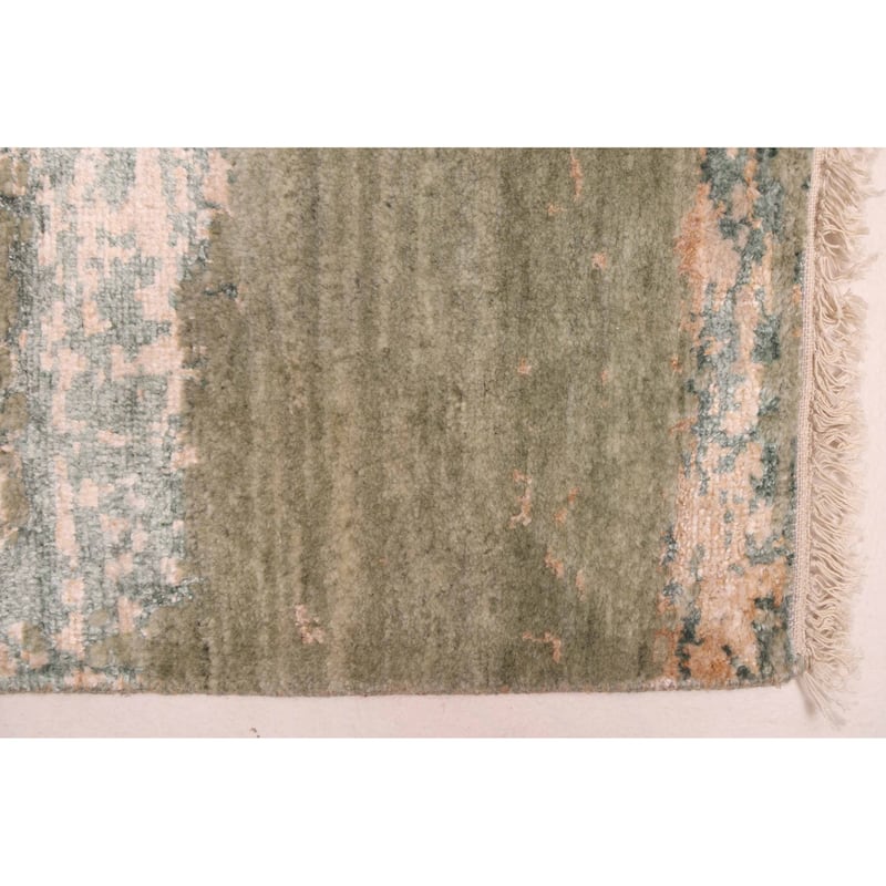 ECARPETGALLERY Hand-knotted Legacy Green Silk, Wool Rug - 2'5 x 11'11