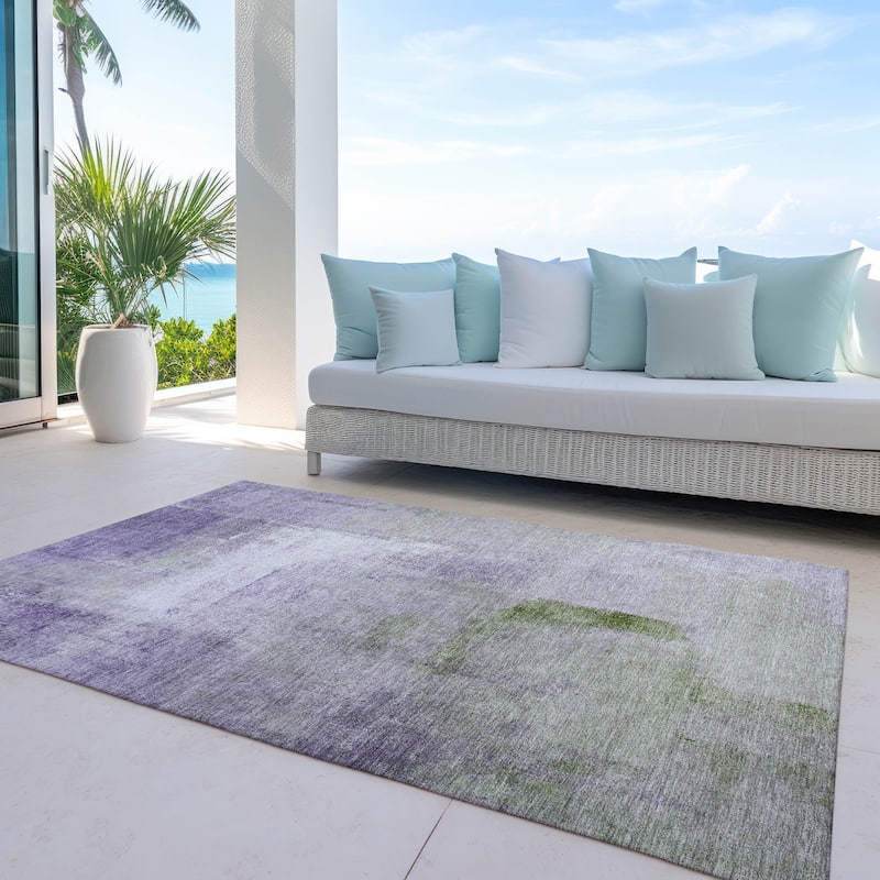 Machine Washable Indoor/ Outdoor Chantille Solid Ombre Rug - Purple - 8' x 10'