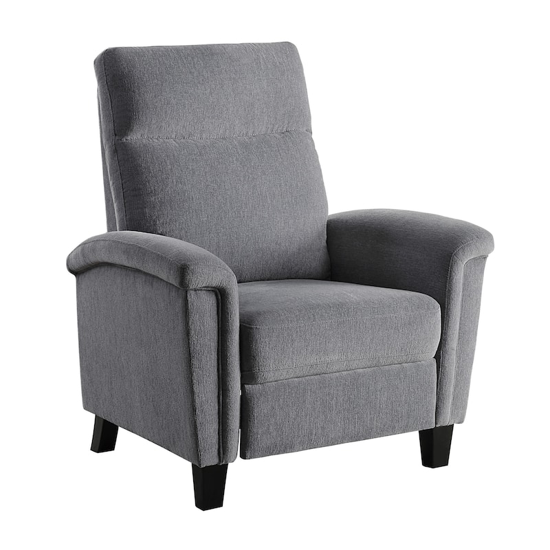 Iser 35 Inch Push Back Manual Recliner Chair, Light Gray Chenille Fabric