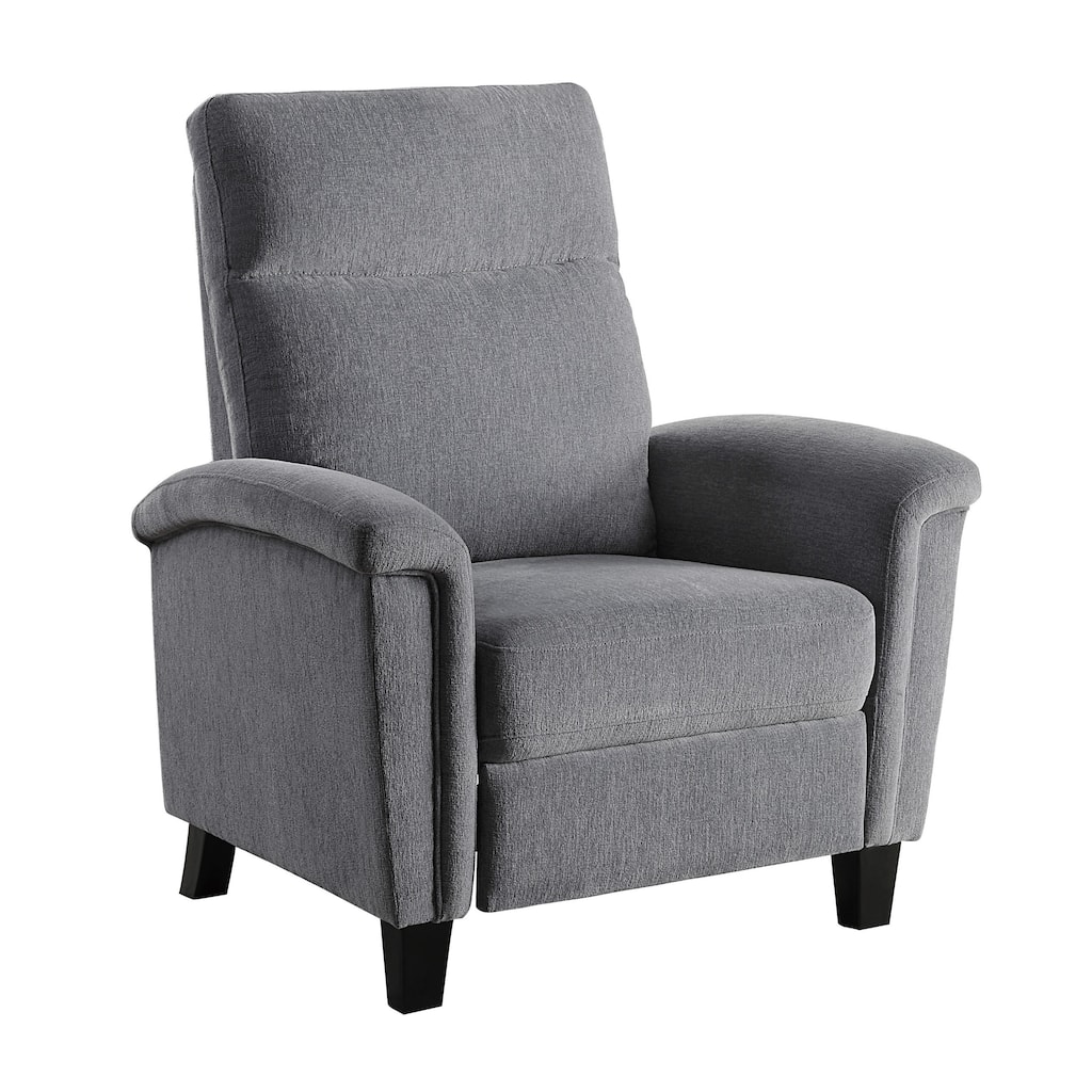 Iser 35 Inch Push Back Manual Recliner Chair, Light Gray Chenille Fabric