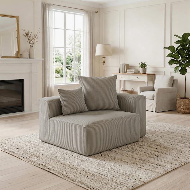 51"W Oversized Modular No Assembly Corduroy Accent Corner Chair