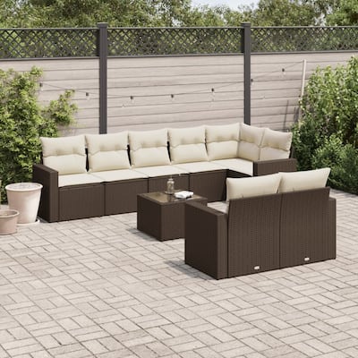 vidaXL Garden Sofa Set Brown - 21.7 x 21.7 x 14.6