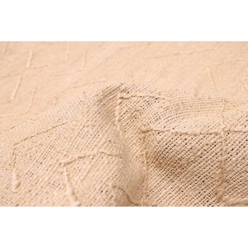 ECARPETGALLERY Flat-Weave Palas Denizli Cream Jute Kilim - 5'1 x 7'11