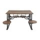preview thumbnail 13 of 37, Brown Teak Wood Dining Table with Two, Four or Eight Attached Seats