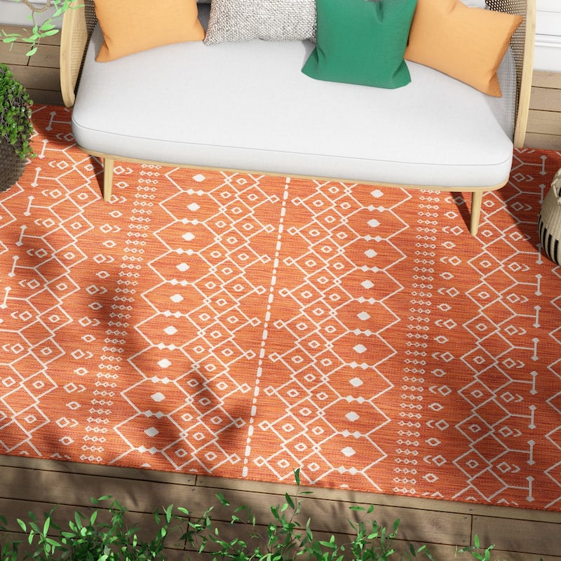 Well Woven Medusa Nord Nordic Lattice Indoor Outdoor Area Rug