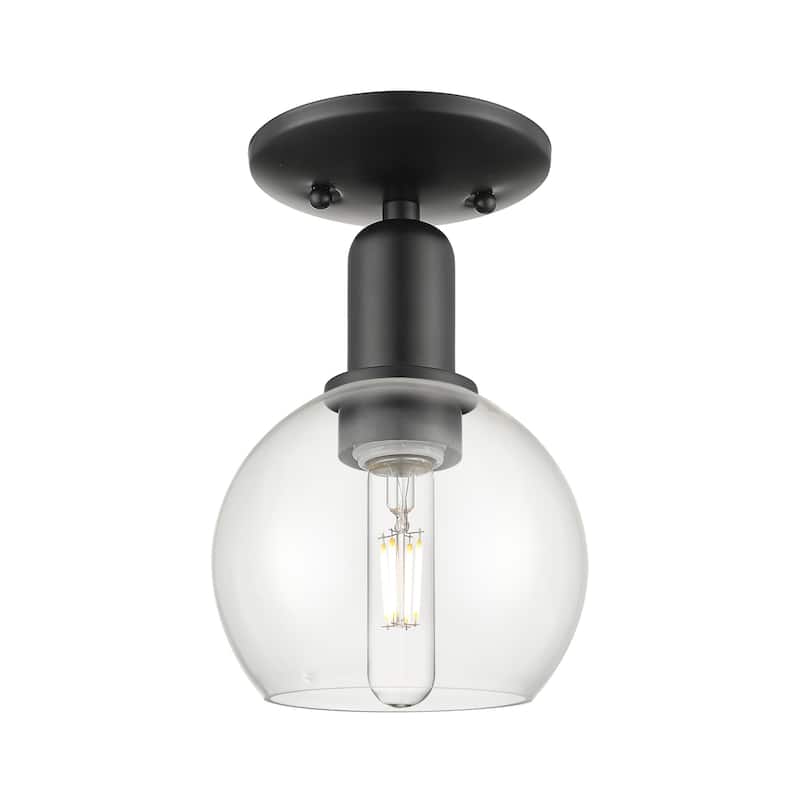 Innovations Lighting 716-1C-10-6 Athens Semi-Flush Athens 6" Wide - Matte Black / Clear