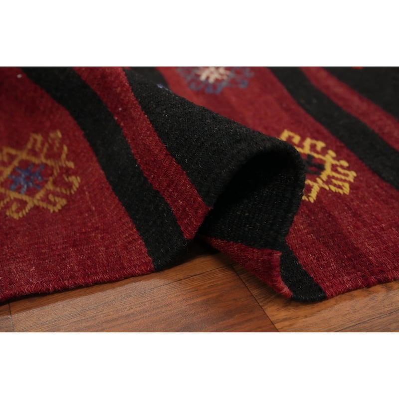 Hand Woven Oriental 100% Wool Carpet Southwestern Tribal Red Kilim Area Rug - 10' 5'' X 6' 6''