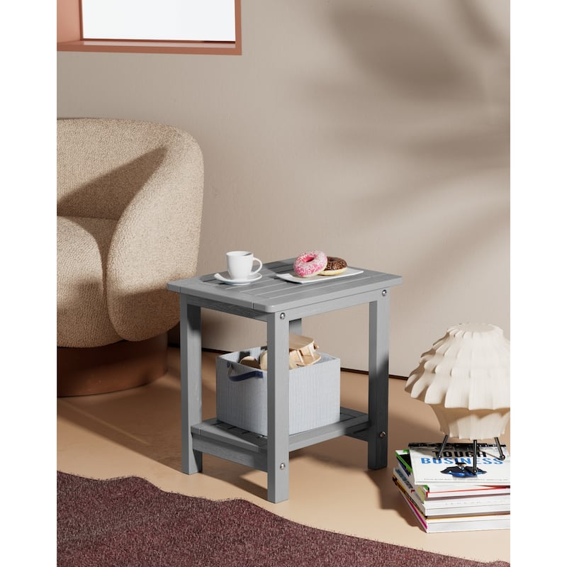 WINSOON Small Outside Adirondack Square Side Table,Double Layer