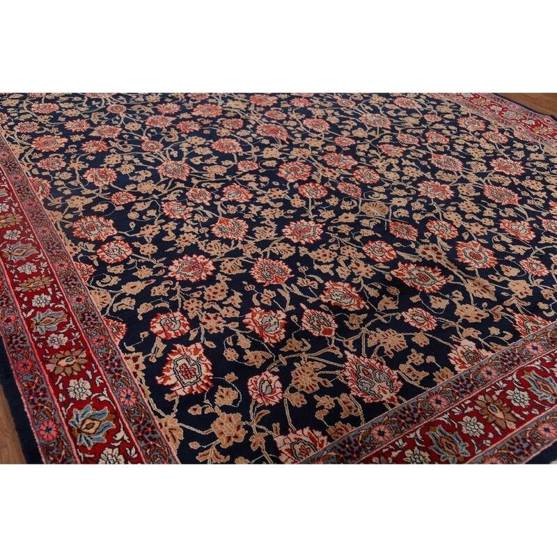 Vegetable Dye Blue Mood Persian Vintage Area Rug Handmade Wool Carpet - 9'10"x 12'10"