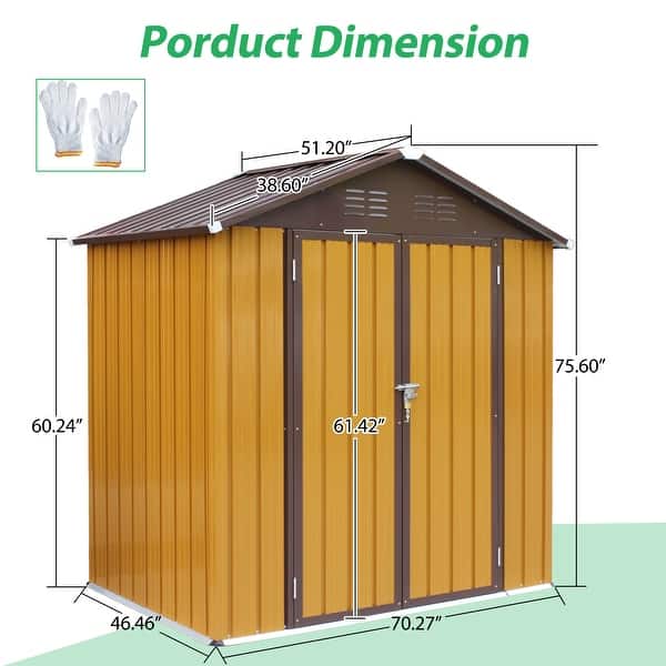 Galvanized Metal Double Sliding Door Outdoor Storage Shed for Garden