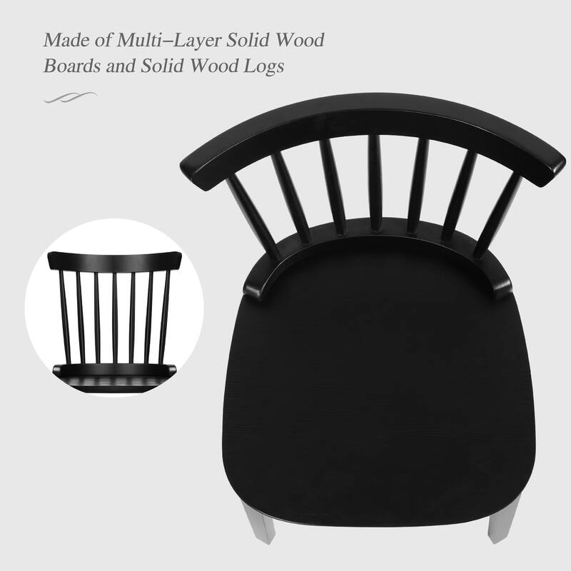 Solid Wood Slat Back Windsor Dining Chairs, Set of 2/4