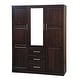 preview thumbnail 13 of 38, Palace Imports 100% Solid Wood Cosmo 3-Door Wardrobe Armoire with Solid Wood or Mirrored Doors