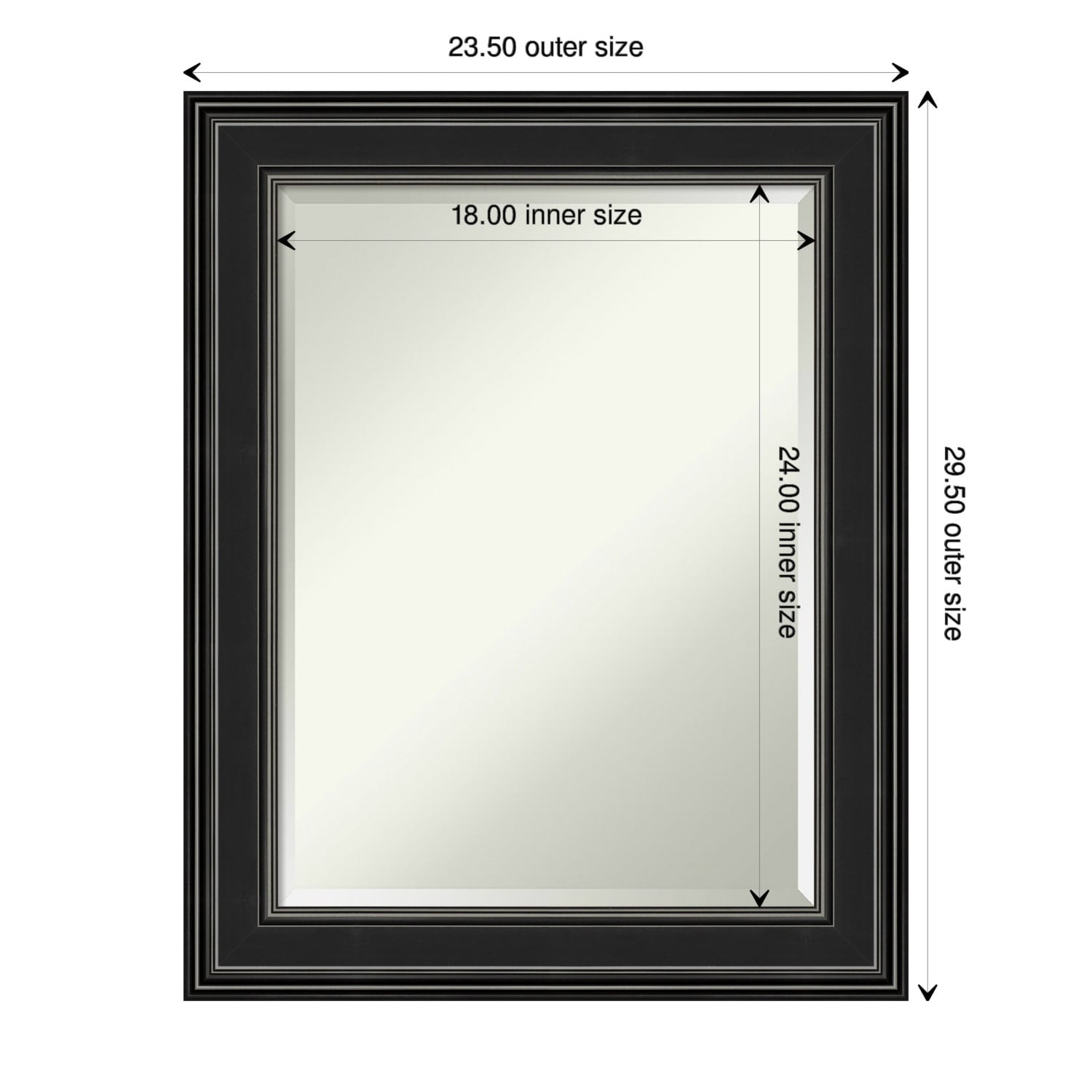 Beveled Wall Mirror - Ridge Black Frame