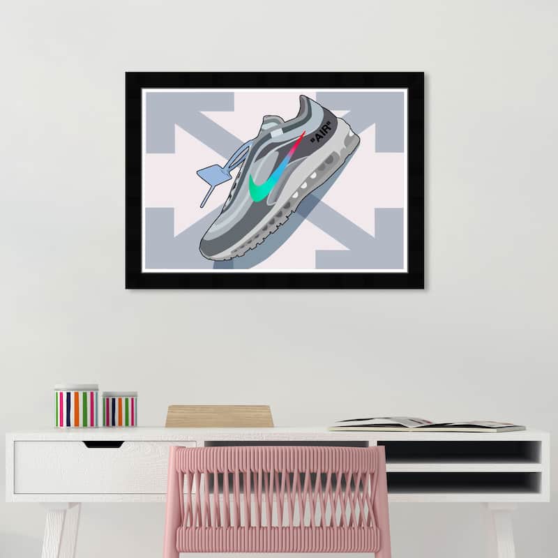 Wynwood Studio Prints Fashion and Glam Modern Day Sneaker Gray and Light Gray Modern & Contemporary Wall Art Canvas Print - Black