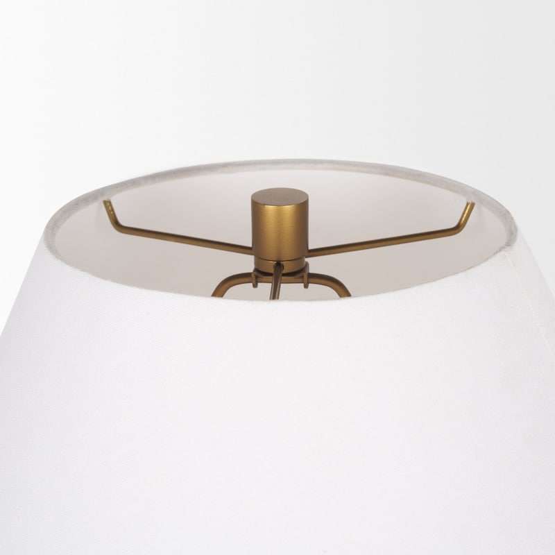 Salaah Antique Gold Brushed Metal w/ Cream Shade Table Lamp - 19.5L x 19.5W x 26.0H