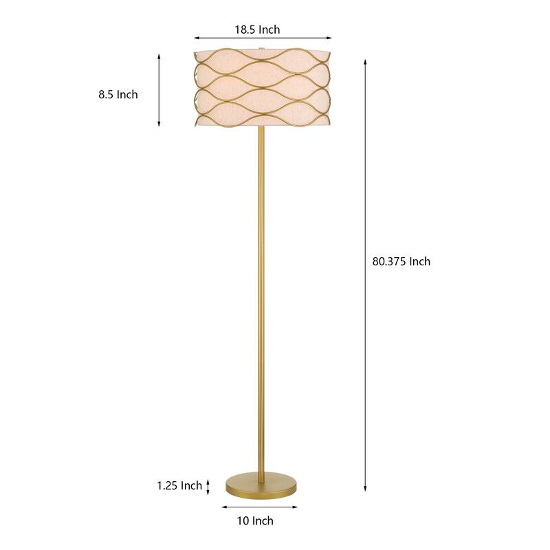 Acroma Standard Adjustable FloorLamp with Fabric Wavy Shade
