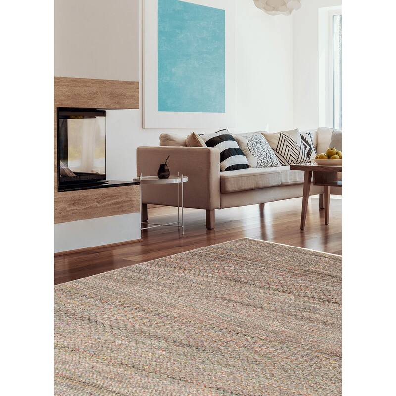 ECARPETGALLERY Hand-knotted Silk Shadow Dark Grey Wool Rug - 8'0 x 9'11