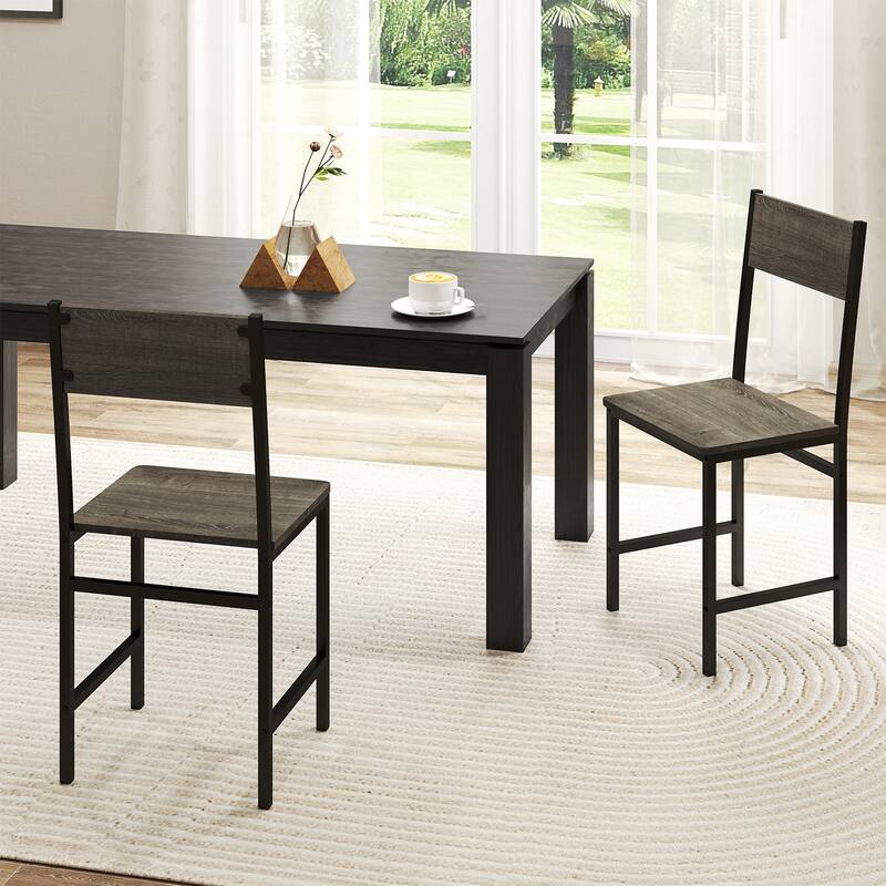 Gymax Set of 4 Dining Chairs w/Metal Legs Slanted Back Wide Seat for