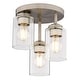 preview thumbnail 8 of 9, Park Ridge 3-Light Semi Flush Mount Lighting Fixture, Clear Cylinder Glass Shade Low Ceilings, Hallway, Kitchen