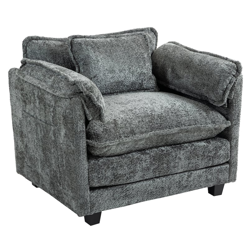 55x39" Oversized Boucle Single Sofa Bed with Ottoman Lounge Indoor Sofa