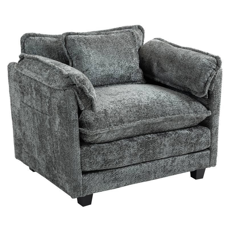 Oversized Sofa Indoor,Portable ottoman,Boucle Single Sofa Bed with Wider seat,Double deep cushion