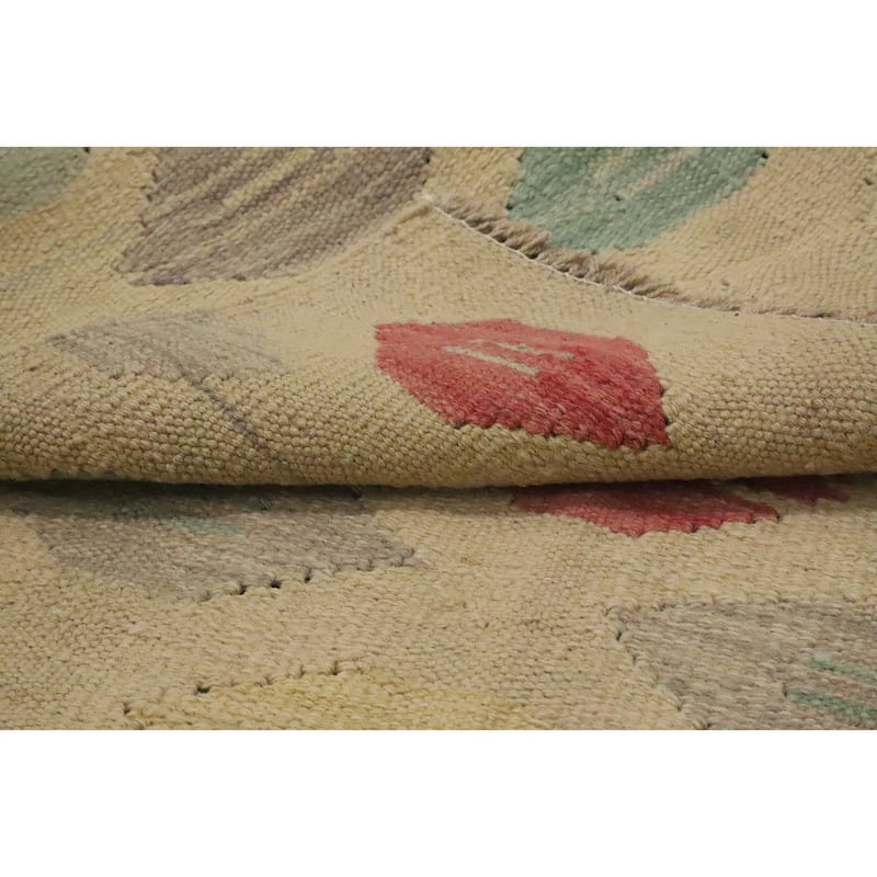 Hand Woven Oriental 100% Wool Carpet Southwestern Modern Beige & Ivories Kilim Area Rug - 5' 0'' X 3' 0''