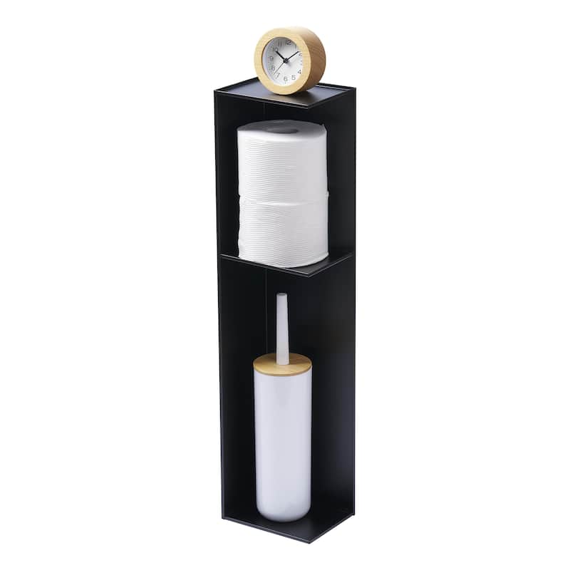 Yamazaki Home Bathroom Organizer, Steel - L 6.69 x W 5.12 x H 27.76 inches - Black