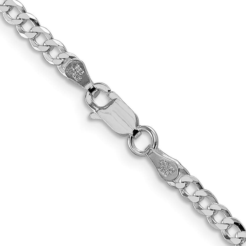 Curata 925 Sterling Silver Rhodium 3.2mm Beveled Curb Chain Necklace Options: 16 18 20 22 24 26