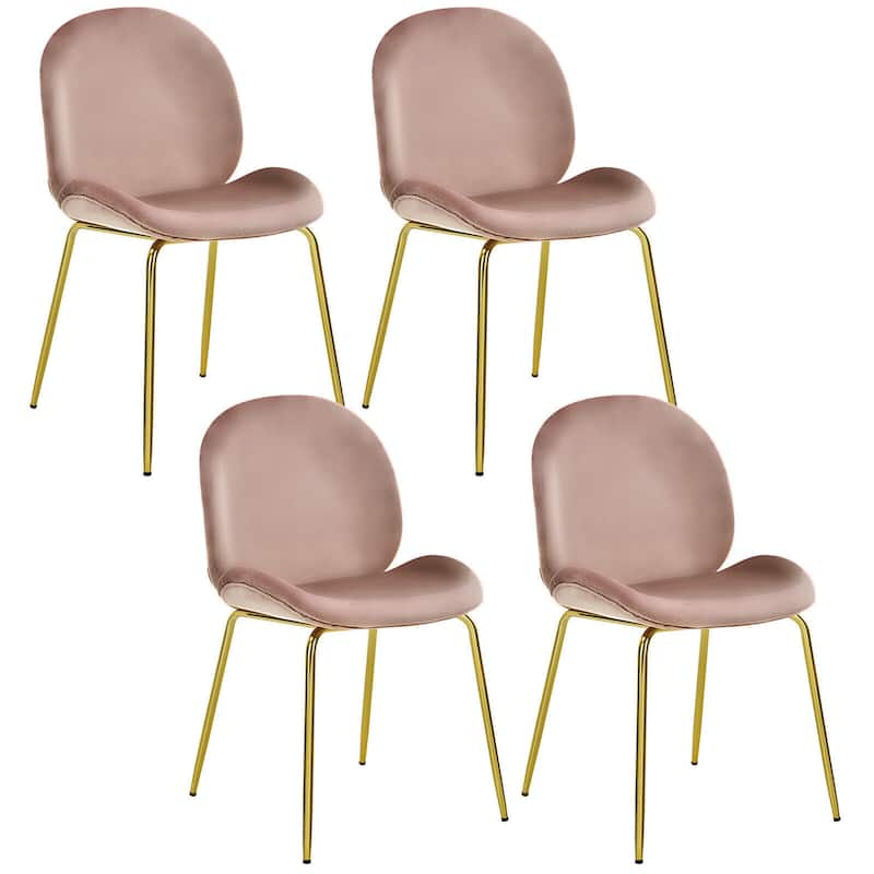 Gymax 4PCS Velvet Dining Chair Accent Leisure Chair Armless Side Chair - See Details - Pink