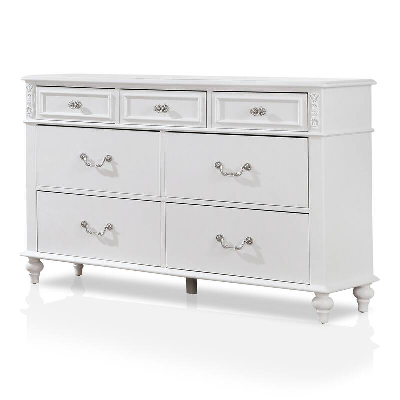 Marais Traditional White Wood 5-piece Panel Bedroom Set with USB Port by Furniture of America