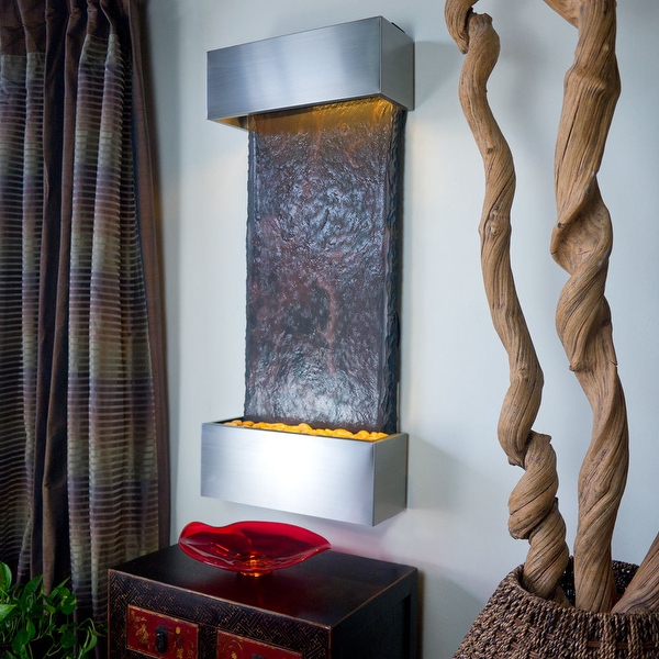 Water Wonders Medium Nojoqui Falls Wall Fountain (Black Onyx Trim