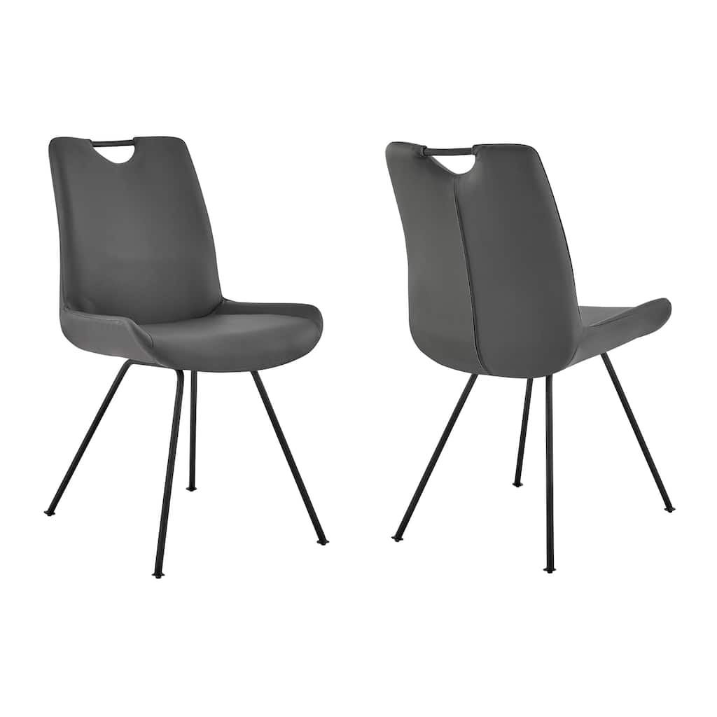 Armless Dining Chairs Set of 2, Grey Faux Leather Upholstery, Stylish Accent Seating - 19