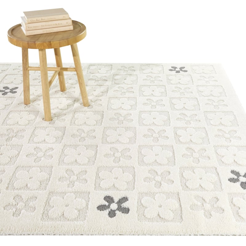 Alyson Modern Floral Area Rug - 7'10" x 10' - Grey - Rectangle