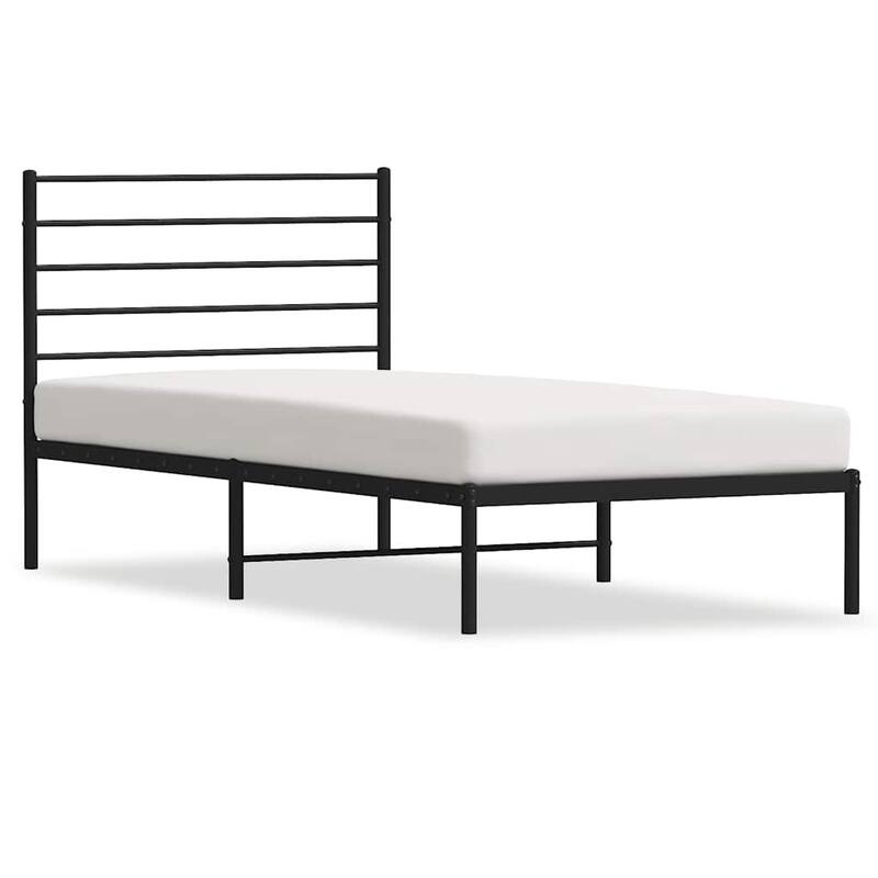 vidaXL Metal Bed Frame with Headboard, No Mattress