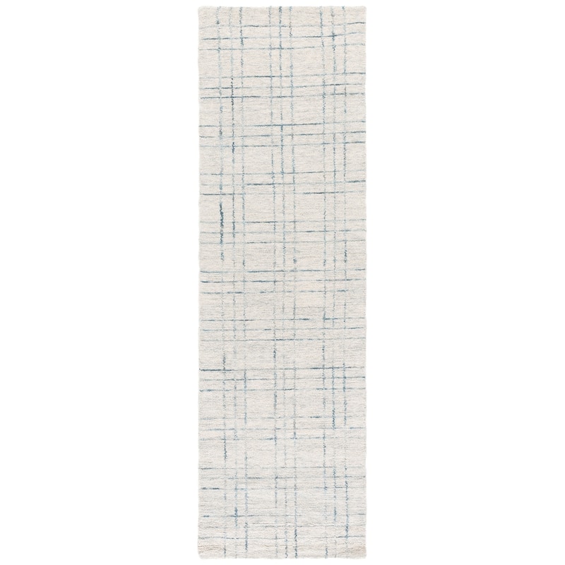 SAFAVIEH Handmade Genre Eilon Wool Rug - 2'3" x 8' Runner - Ivory/Grey