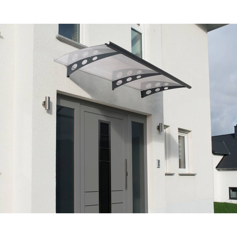 Garamond 3 ft. Gray/Clear Door and Window Fixed Awning - 3 ft. x 7 ft.
