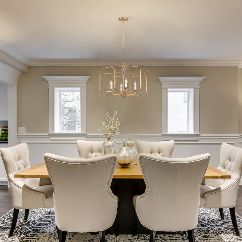Alisar Mid-century Modern Drum Chandelier Farmhouse Lantern Dining Room French Country Lighting - D22"x H75‘’