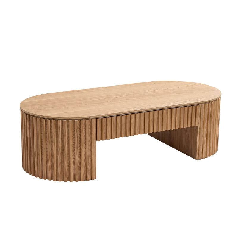 Mid Century Modern Coffee Table Oval Coffee Table Stylish Coffee Table with Drawers Handmade Embossed, for Living Room