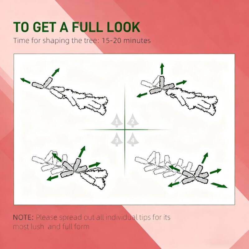 Easy to Assemble Fir Artificial Christmas Tree with Realistic Branches,LED Lights - Green,White