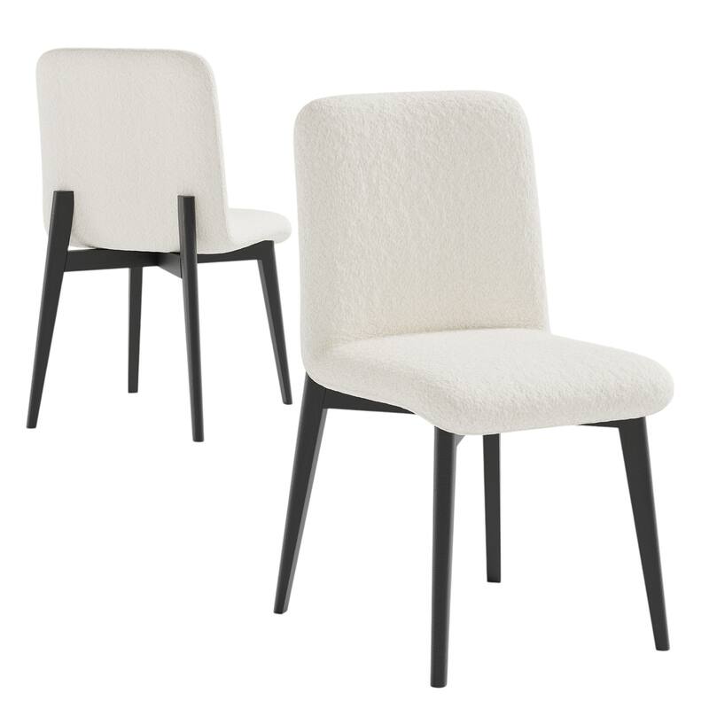 HomeRoots Set of Two White and Black Upholstered Boucle Dining Side Chairs - 23' X '32' X '18.5